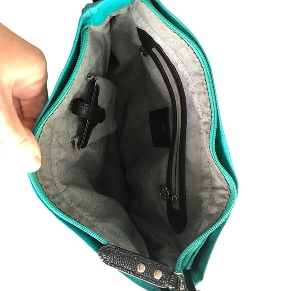 Piero Guidi Every Boy Crossbody Bag Womens Aqua Blue Black 21" Drop - Picture 8 of 9